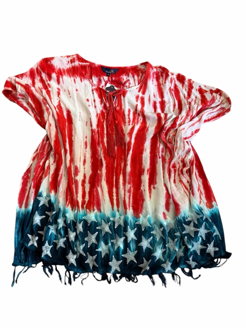 Women's Riviera Sun Tie-Dye Star Print Coverup 1X Red Blue